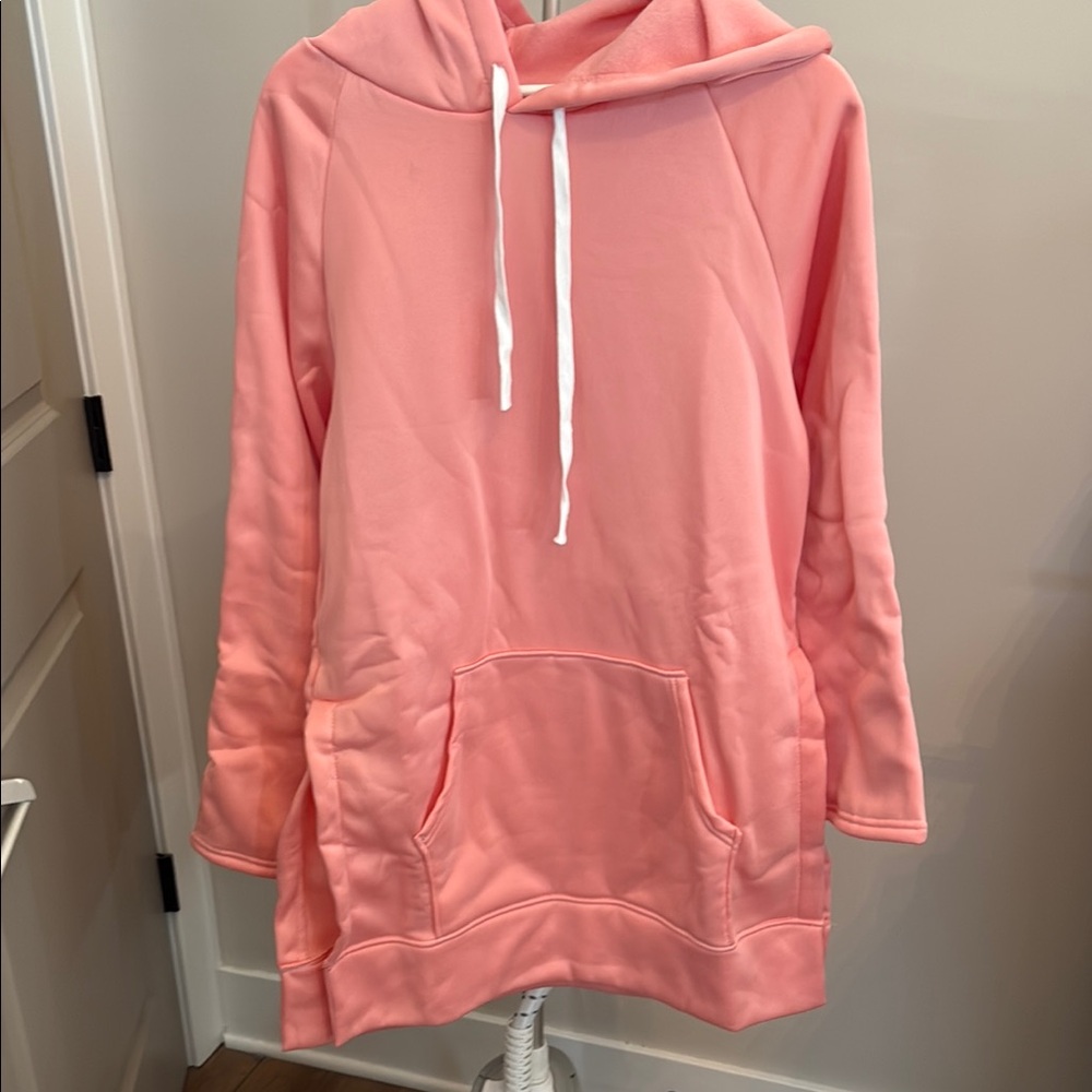 Pink Tunic Hoodie with Front Pocket